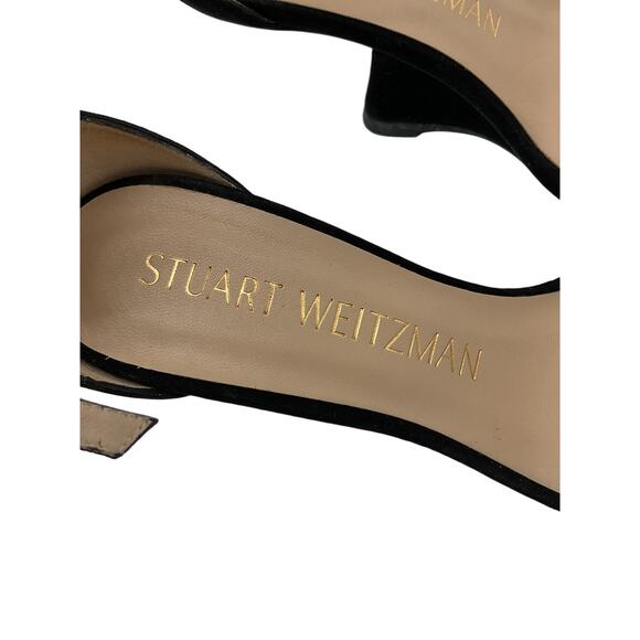 Stuart Weitzman 'Nudistrebel' Black Suede Sandal Size 7.5 - Picture 5 of 6